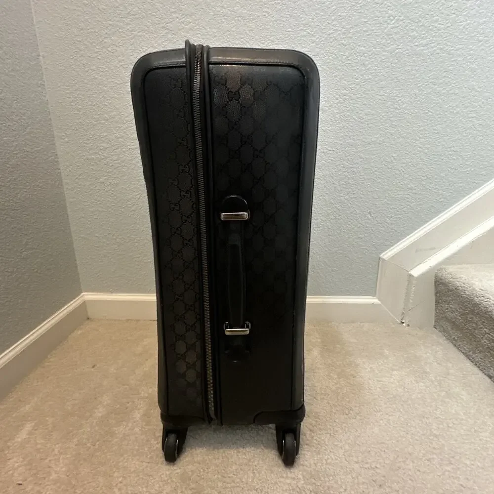 AUTHENTIC GUCCI TROLLEY TRAVEL SUITCASE IMPRIME 24” BLACK ROLLING LUGGAGE 293908